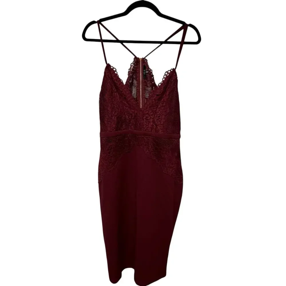 Y2K Whimsigoth Burgundy Slip Dress Sheer Lace Dark Fairy Romantic Witchy Vamp XL - Picture 9 of 16